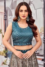 Crop Top Lehenga Choli In Blue 202254 02