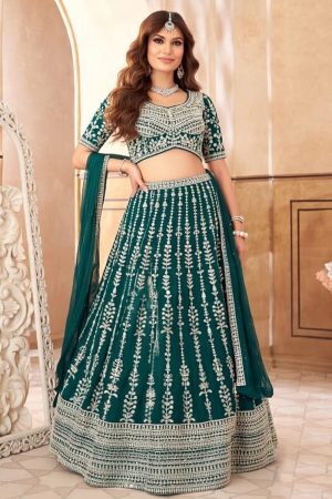 Crop Top Lehenga Choli In Green 202249 01