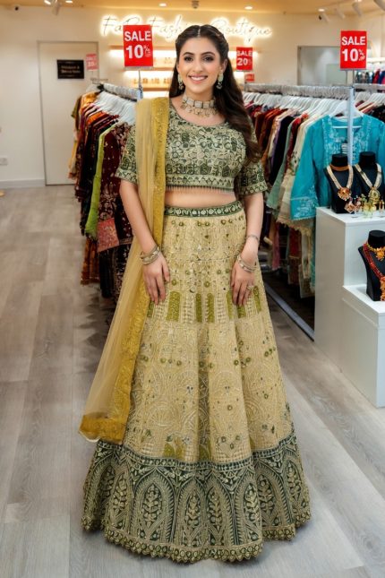 Crop Top Lehenga Choli In Green 202273 01