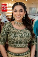 Crop Top Lehenga Choli In Green 202273 02