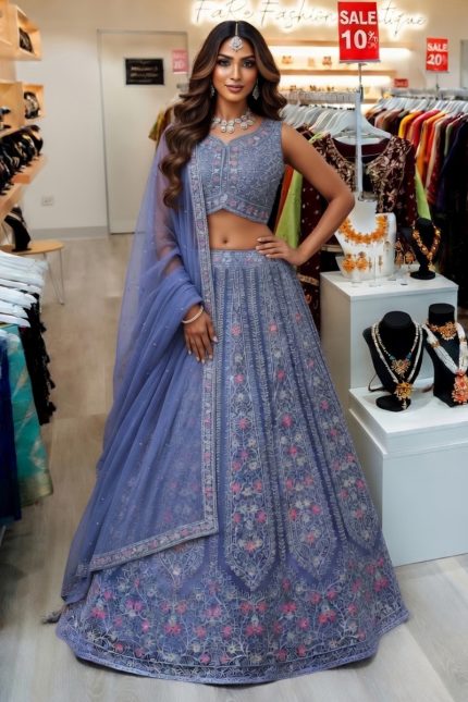 Crop Top Lehenga Choli In Purple 202314 01