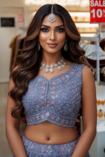 Crop Top Lehenga Choli In Purple 202314 02