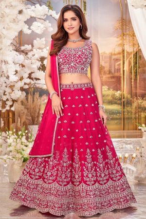 Crop Top Lehenga Choli In Red 202309 01
