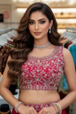 Crop Top Lehenga Choli In Red 202309 02