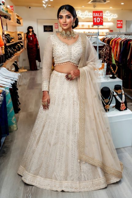 Crop Top Lehenga Choli In White 202326 01
