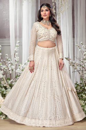 Crop Top Lehenga Choli In White 202326 01