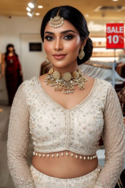 Crop Top Lehenga Choli In White 202326 02