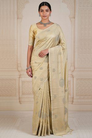 Designer Silk Saree In Beige 600662 01 01