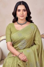 Designer Silk Saree In Golden 600661 02