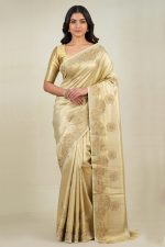 Designer Silk Saree In Golden 600664 01