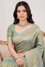 Designer Silk Saree In Green 600665 02