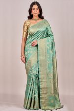 Designer Silk Saree In Green 600713 01