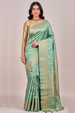 Designer Silk Saree In Green 600713 01