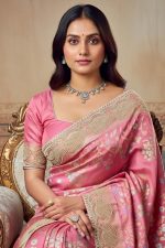 Designer Silk Saree In Pink 600668 02