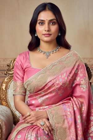 Designer Silk Saree In Pink 600668 02