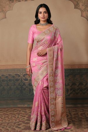 Designer Silk Saree In Pink 600685 01