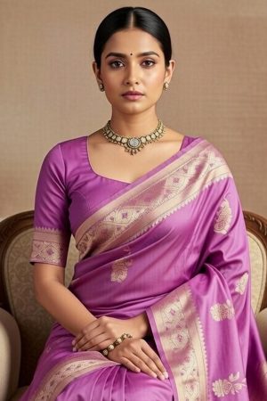 Designer Silk Saree In Purple 600744 02