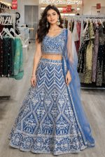 Embroidered Net Lehenga Choli In Blue 202176 01
