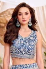Embroidered Net Lehenga Choli In Blue 202176 02