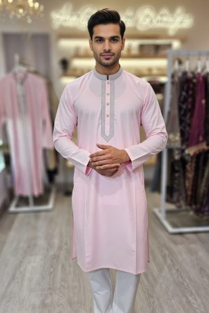 Embroidered Punjabi In Pink 550043 01