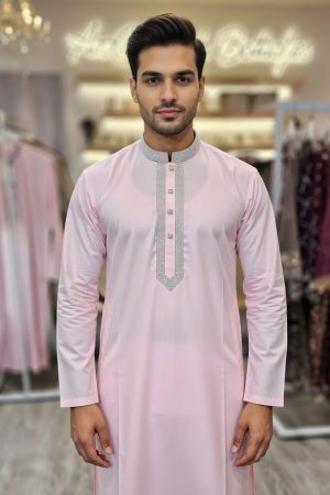 Embroidered Punjabi In Pink 550043 02