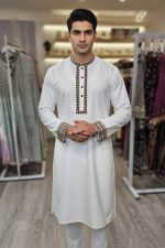 Embroidered Punjabi In White 550042 01