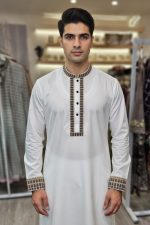 Embroidered Punjabi In White 550042 02
