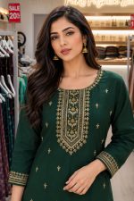 Embroidered Silk Straight Pant Salwar Suit In Green 202171 02