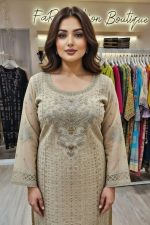 Embroidery Chiffon Salwar Suit In Beige 202329 02