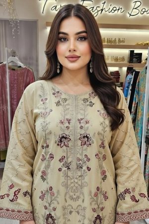 Embroidery Chiffon Salwar Suit In Beige 202339 02