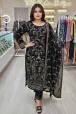 Embroidery Chiffon Salwar Suit In Black 202334 01