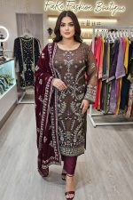 Embroidery Chiffon Salwar Suit In Coffee 202330 01