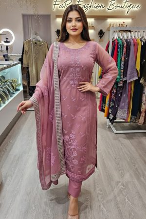 Embroidery Chiffon Salwar Suit In Pink 202338 01