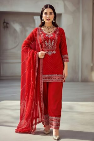 Farsi Salwar Suit In Red 202251 01