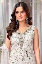 Georgette Gharara Salwar Suit In White 202282 02