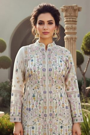 Georgette Straight Gharara Salwar Suit In White 202265 02