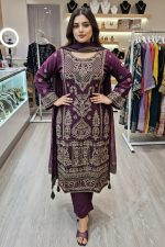 Handwork Chiffon Salwar Suit In Magenta 202350 01