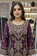 Handwork Chiffon Salwar Suit In Magenta 202350 02