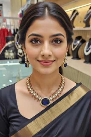 Kundon AD Necklace Set Blue 2310