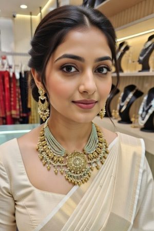 Kundon Necklace Set In Green 2615