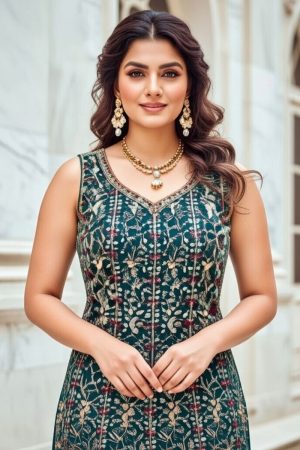 Long Plazo Salwar Suit In Green 202245 02