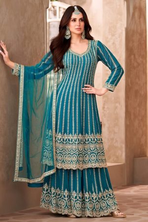 Long Plazo Salwar Suit In Green 202267 01