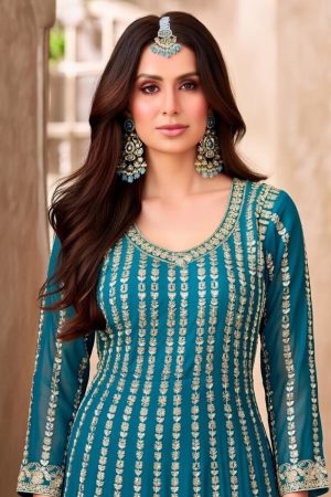 Long Plazo Salwar Suit In Green 202267 02