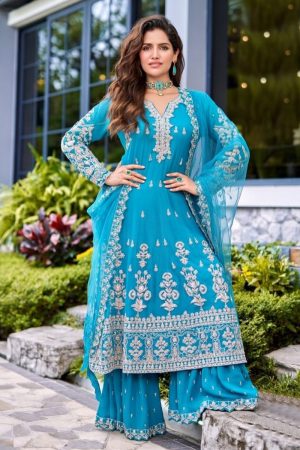 Long Plazo Salwar Suit In Green 202271 01