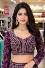 Net Crop Top Lehenga In Purple 202289 02