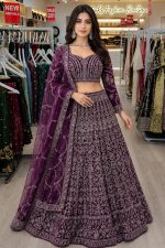 Net Crop Top Lehenga In Purple 202289 03