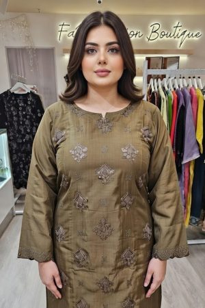 Raw Silk Salwar Suit In Coffee 202353 02