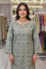 Raw Silk Salwar Suit In Green 202360 02
