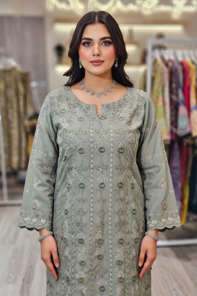 Raw Silk Salwar Suit In Green 202360 02