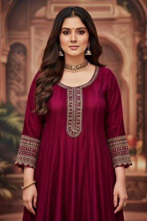 Short Anarkali Salwar Suit In Maroon 202178 02